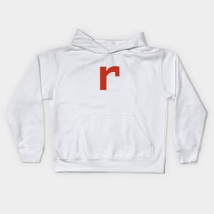 Letter r in Red Text Minimal Typography Kids Hoodie